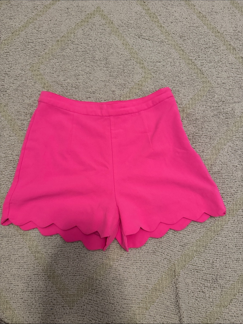 Double Zero Hot Pink Scalloped Hem Shorts Medium